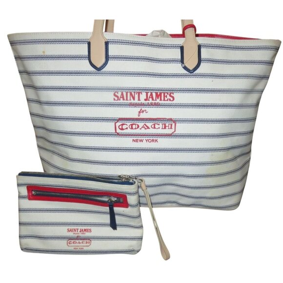 Coach Handbags - Coach Saint James limited legacy striped canvas weekender tote & pochette set